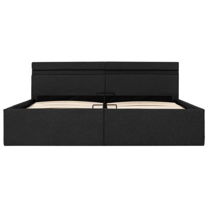 Легло с повдигащ механизъм и LED тъмносиво текстил 160x200 см