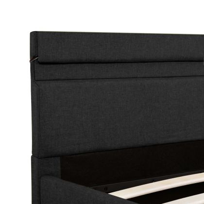 Легло с повдигащ механизъм и LED тъмносиво текстил 160x200 см