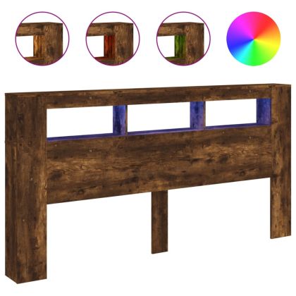 LED горна табла, опушен дъб, 200x18,5x103,5 см, инженерно дърво