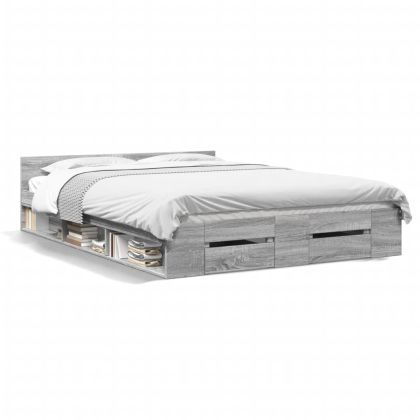 Рамка за легло с чекмедже сив сонома 120x200 см инженерно дърво