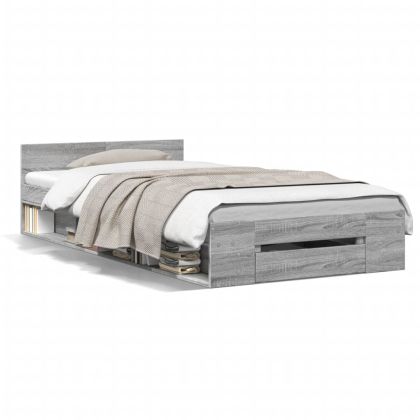 Рамка за легло с чекмедже, сив сонома, 100x200 см