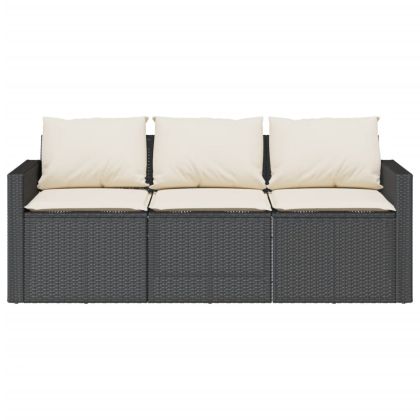 Градински трапезен комплект възглавници 2 части черен полиратан