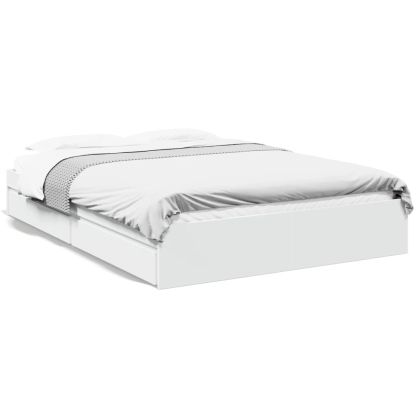 Рамка за легло с чекмеджета, бяла, 150x200 см, инженерно дърво
