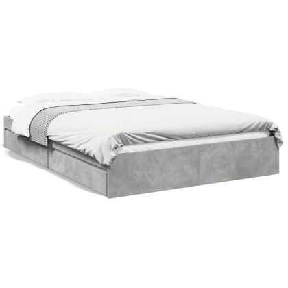 Рамка за легло с чекмеджета, бетонно сива, 160x200 см