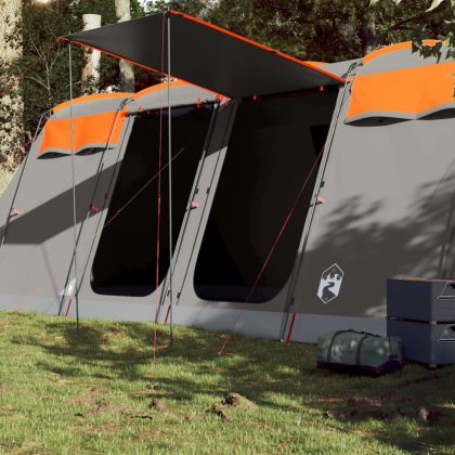 Семейна палатка тунелна 10-местна сиво-оранжева водоустойчива