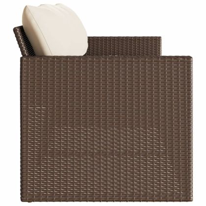 3-местен градински диван с възглавници, кафяв, полиратан