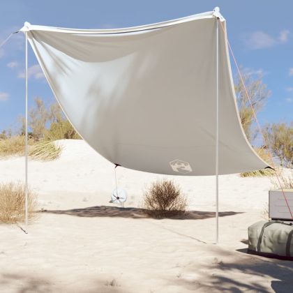 Плажен навес с пясъчни котви, сив, 214x236 см