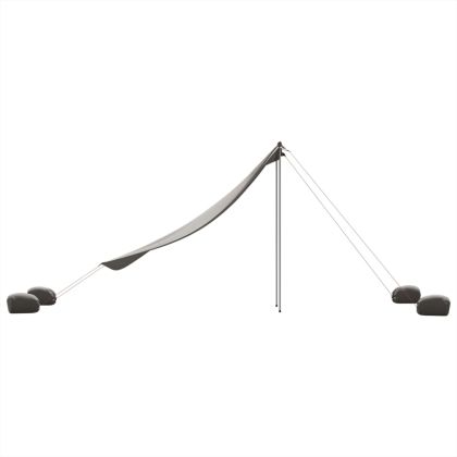 Плажен навес с пясъчни котви, сив, 214x236 см