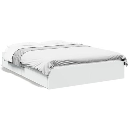 Рамка за легло с чекмеджета, бяла, 120x190 см, инженерно дърво