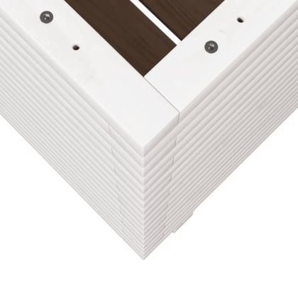 Градинска кашпа, бяла, 70x70x72 см, борово дърво масив