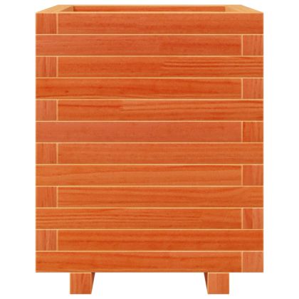 Градинска кашпа восъчнокафява 40x40x49,5 см борово дърво масив