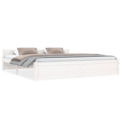 Рамка за легло, бяла, дърво масив, 180x200 cм, Super King