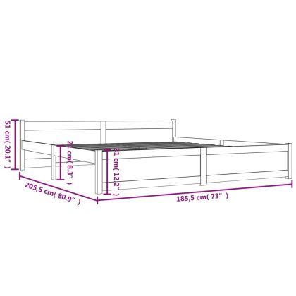 Рамка за легло, бяла, дърво масив, 180x200 cм, Super King