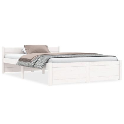 Рамка за легло, бяла, дърво масив, 120x190 см, Small Double
