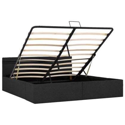 Легло с повдигащ механизъм и LED тъмносиво текстил 180x200 см