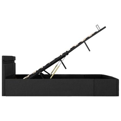 Легло с повдигащ механизъм и LED тъмносиво текстил 180x200 см