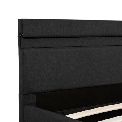 Легло с повдигащ механизъм и LED тъмносиво текстил 180x200 см