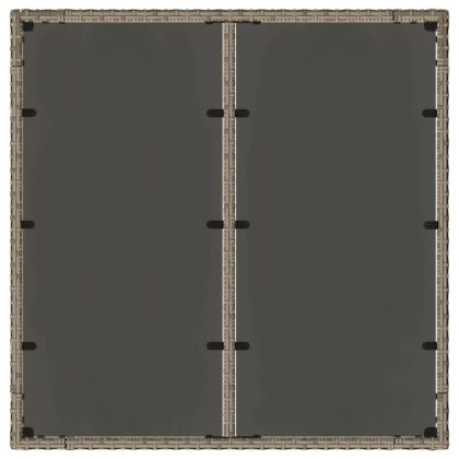 Градинска маса със стъклен плот сива 90x90x75 см полиратан
