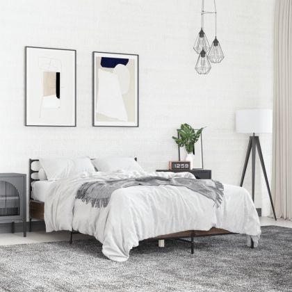 Рамка за легло, кафяв дъб, 120x190 см, инженерно дърво и метал