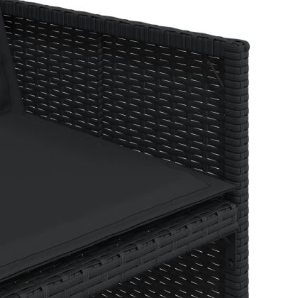 Градински комплект с възглавници 11 части полиратан черен