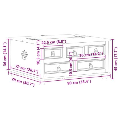 Кутия за съхранение "Corona" 90x78x45 см борово дърво масив