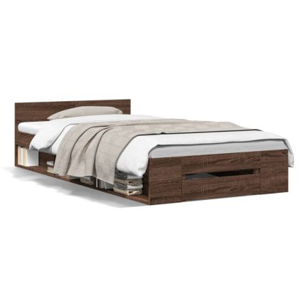 Рамка за легло с чекмедже, кафяв дъб, 100x200 см