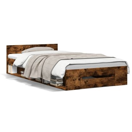 Рамка за легло с чекмедже, опушен дъб, 100x200 см