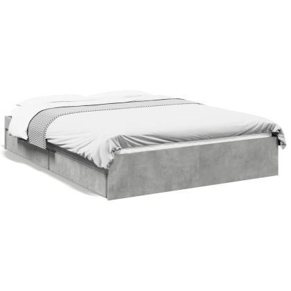 Рамка за легло с чекмеджета, бетонно сива, 120x190 см