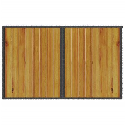 Градинска маса с дървен плот черна 110x68x70 см полиратан