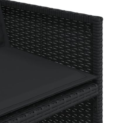 Външен трапезен комплект 13 части с възглавници черен полиратан