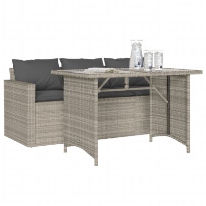 Градински комплект 2 части с възглавници светлосив полиратан