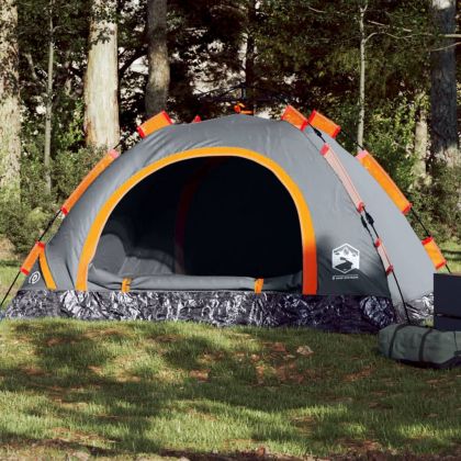 Къмпинг палатка 3-местна сиво-оранжева бързо освобождаване