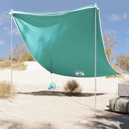 Плажен навес с пясъчни котви, зелен, 214x236 см