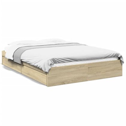 Рамка за легло с чекмедже дъб сонома 160x200 см инженерно дърво