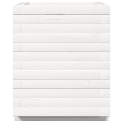 Градински сандък, бял, 40x40x49,5 см, масивна борова дървесина