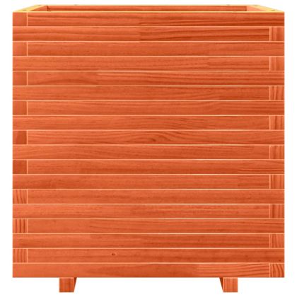 Градинска кашпа, восъчнокафява, 70x70x72 см, борово дърво масив