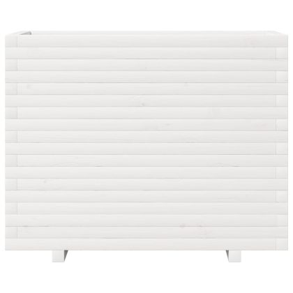 Градински сандък, бял, 90x40x72 см, масивна борова дървесина