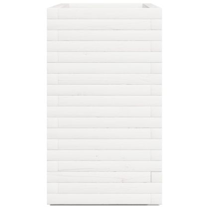 Градински сандък, бял, 90x40x72 см, масивна борова дървесина