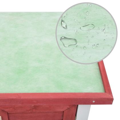 Външна клетка за зайци, 4 врати, червена, дърво