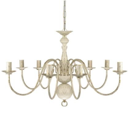 Елегантен метален полилей, цвят: антично бяло, 8 x E14 крушки