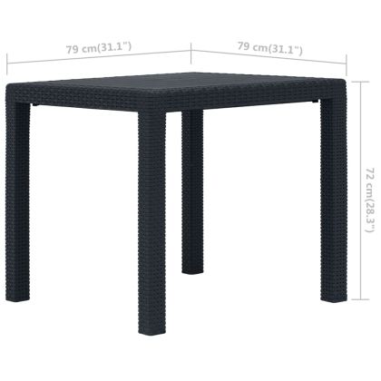 Бистро комплект 3 части пластмаса антрацит ратанов вид