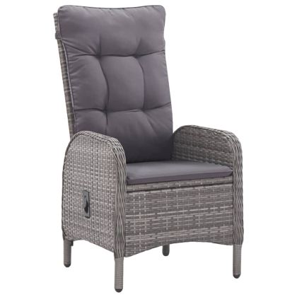 Градински трапезен комплект, 5 части, полиратан и акация, сив