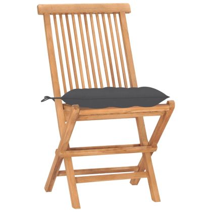 Сгъваем трапезен комплект с възглавници, 3 части, тик масив