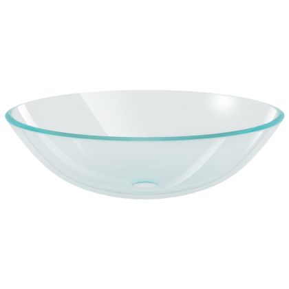 Мивка за баня с кран и сифон, прозрачно закалено стъкло