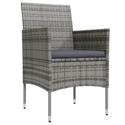 Градински трапезен комплект с възглавници 7 части сиво и черно