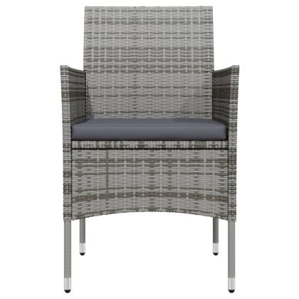 Градински трапезен комплект с възглавници 7 части сиво и черно