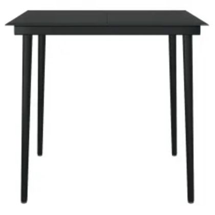 Градински трапезен комплект от 5 части с възглавници черен