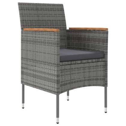 Градински трапезен комплект с възглавници 5 части, сиво и черно