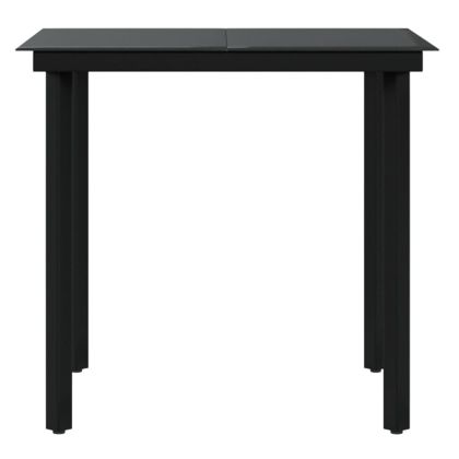 Градински трапезен комплект от 5 части с възглавници черен