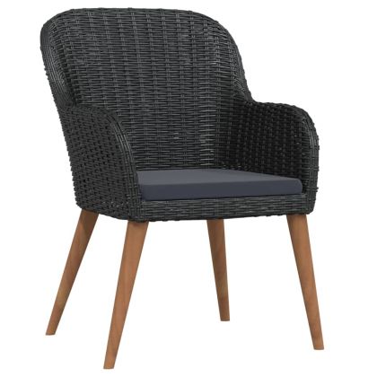 Градински трапезен комплект от 5 части с възглавници черен